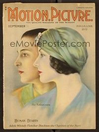 5y107 MOTION PICTURE magazine September 1923 art of Rudolph Valentino & wife Natacha Rambova!