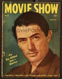 5y087 MOVIE SHOW magazine March 1947 head & shoulders portrait of Gregory Peck from The Yearling!