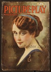 5y131 PICTURE PLAY magazine May 1918 head & shoulders artwork portrait of pretty Olga Petrova!