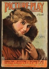 5y127 PICTURE PLAY magazine November 1917 artwork of Peggy Hyland wearing fur coat!