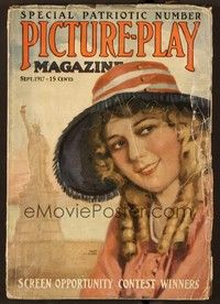 5y126 PICTURE PLAY magazine September 1917 artwork of Mary Pickford by the Statue of Liiberty!