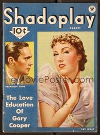 5y055 SHADOPLAY magazine August 1934 art portraits of pretty Fay Wray and Franchot Tone!
