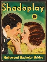 5y059 SHADOPLAY magazine December 1934 romantic close up of Myrna Loy & Warner Baxter by Tingold!