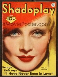 5y054 SHADOPLAY magazine July 1934 super close art portrait of Marlene Dietrich by Earl Christy!