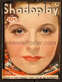 5y053 SHADOPLAY magazine May 1934 super close art portrait of Margaret Sullavan by Earl Christy!