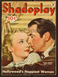 5y056 SHADOPLAY magazine September 1934 romantic close up of Carole Lombard & Gary Cooper!