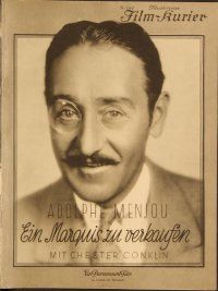 5y159 MARQUIS PREFERRED German program '29 many images of Adolphe Menjou wearing monocle!