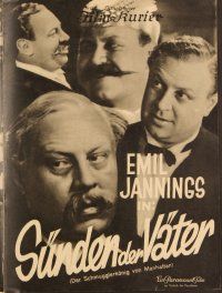 5y163 SINS OF THE FATHERS German program '29 wonderful different images of Emil Jannings!