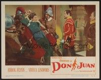 5z119 ADVENTURES OF DON JUAN LC #4 '49 Spanish soldiers try to restrain Errol Flynn!