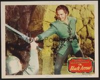 5z157 BLACK ARROW LC '48 close up of Louis Hayward in swordfight duel with guard!