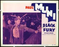 5z158 BLACK FURY LC #5 R56 close up of labor activist Paul Muni in fight with strike breakers!