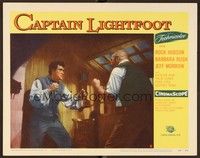 5z197 CAPTAIN LIGHTFOOT LC #8 '55 close up of tough guy Rock Hudson in fistfight with large man!