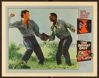 5z235 DEFIANT ONES LC #7 '58 escaped cons Tony Curtis & Sidney Poitier chained together fighting!
