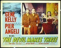 5z244 DEVIL MAKES THREE LC #3 '52 Gene Kelly & Richard Egan standing at bar with sexy women!