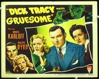 5z247 DICK TRACY MEETS GRUESOME LC #7 '47 close up of Ralph Byrd holding gun between two women!