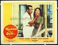 5z364 ISLAND IN THE SUN LC #8 '57 Harry Belafonte grabs Dorothy Dandridge by the chin!