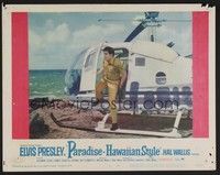 5z457 PARADISE - HAWAIIAN STYLE LC #6 '66 close up of Elvis Presley emerging from helicopter!