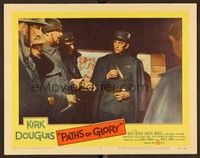 5z465 PATHS OF GLORY LC #3 '58 Stanley Kubrick, Kirk Douglas as Colonel Dax looking at his men!