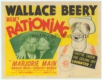 5z086 RATIONING TC '44 great Al Hirschfeld art of Wallace Beery + photo with Marjorie Main!