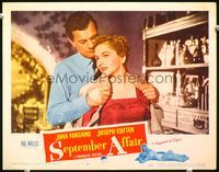 5z502 SEPTEMBER AFFAIR LC #2 '51 romantic close up of lovers Joseph Cotten & Joan Fontaine!