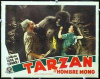5z556 TARZAN THE APE MAN linen Spanish/U.S. LC '32 Maureen O'Sullivan & C. Aubrey Smith with giant ape!