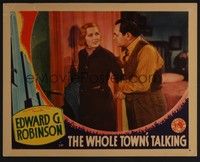 5z601 WHOLE TOWN'S TALKING LC '35 close up of Edward G. Robinson & Jean Arthur, John Ford
