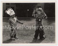 6a061 BILLIE BUCKWHEAT THOMAS 8x10 still '35 in Native American Our Gang suit with boy as cowboy!