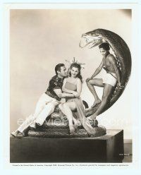 6a111 COBRA WOMAN 8x10 still '44 Jon Hall, sexy Maria Montez & Sabu on giant snake statue!