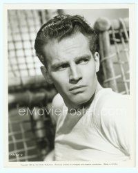 6a133 DARK CITY deluxe 8x10 still '50 close up of super young Charlton Heston in his first role!