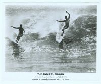 6a166 ENDLESS SUMMER 8x10 still '67 Bruce Brown surfing classic, lead surfers riding wave!
