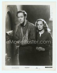 6a170 ESCAPE 8x10 still '48 close up of wounded Rex Harrison & pretty Peggy Cummins by door!
