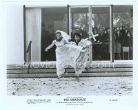 6a216 GRADUATE 8x10 still '68 classic image of Dustin Hoffman & Katharine Ross fleeing wedding!