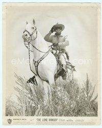 6a337 LONE RANGER 8x10 still '56 great image of masked hero Clayton Moore riding Silver!