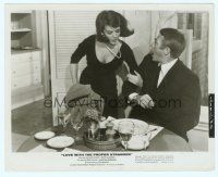 6a349 LOVE WITH THE PROPER STRANGER 8x10 still '64 sexy Natalie Wood grabs shocked Steve McQueen!