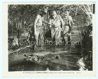 6a382 MURDER IN TRINIDAD 8x10 still '34 three men standing in swamp trying to avoid huge gator!