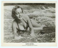 6a388 NAKED AMAZON 8x10 still '55 close up of sexy girl in bikini laying in water on beach!