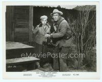 6a396 NIGHT PASSAGE 8x10 still '57 Jimmy Stewart with gun & pretty Elaine Stewart leaving cabin!