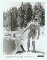 6a410 NOW & FOREVER 8x10 still '34 cute Shirley Temple tries to pull Gary Cooper towards lake!