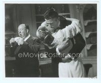 6a437 PARADINE CASE 8x10 still '48 Alfred Hitchcock sneezes behind Gregory Peck kissing Ann Todd!