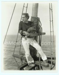 6a499 SEA BEAST 8x10 still '26 cool image of sailor John Barrymore on ship's mast with monkey!