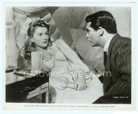 6a537 SUSPICION 8x10 still '41 Alfred Hitchcock, close up of Cary Grant with Joan Fontaine in bed!