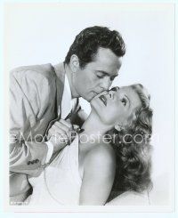 6a156 DOWN TO EARTH 8x10 still '46 romantic close up of Rita Hayworth & Larry Parks by Ned Scott!