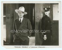 6a562 TRAILING TROUBLE 8x10 still '30 policeman watches Hoot Gibson in suit & cowboy hat!