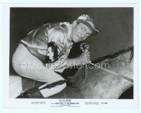 6a572 UP IN SMOKE 8x10 still '57 great close up of wacky jockey Huntz Hall on race horse!