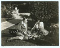 6a590 WALLACE REID deluxe candid 7.25x9.25 still '20s on ground at home with wife, son & dog!