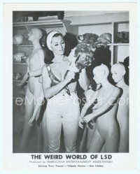 6a596 WEIRD WORLD OF LSD 8x10 still '67 sexy half-naked woman holding mannequin head!