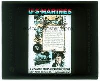 6b202 U.S. MARINES glass slide '20s great Hadley recruiting poster art plus Kipling poem quoted!