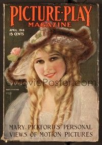 6b059 PICTURE PLAY magazine April 1916 wonderful artwork of Mary Pickford + her personal views!