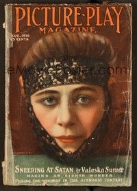 6b061 PICTURE PLAY magazine August 1916 close up art of Valeska Suratt by R.L.K!