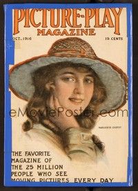 6b063 PICTURE PLAY magazine October 1916 artwork portrait of pretty Marguerite Courtot!